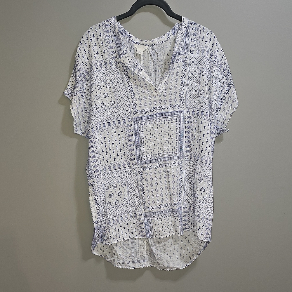Caslon Floral Blue and White Blouse